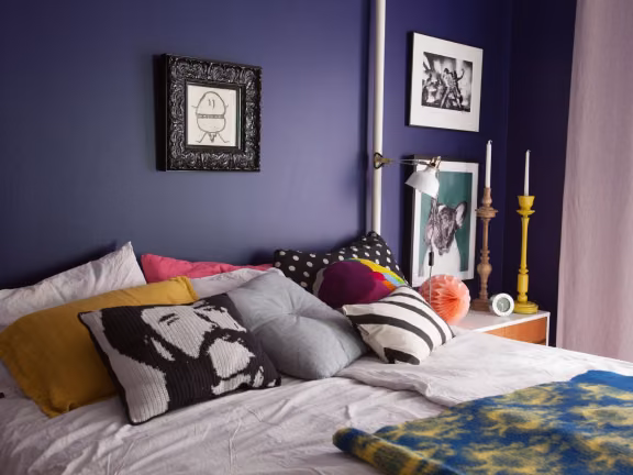 dark blue bedroom